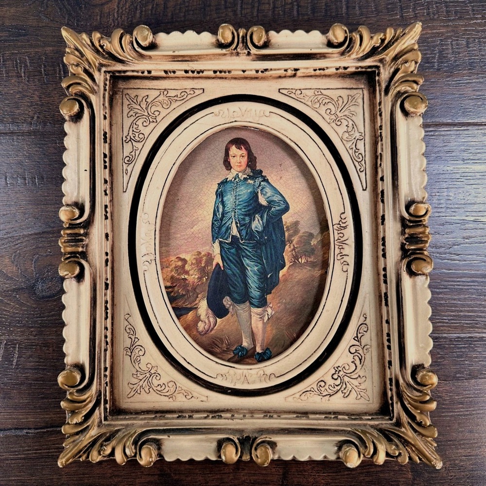 Vintage‎ Framed "Blue Boy" Art Wall Hanging Ornate Old World French Country